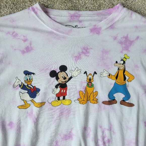 Disney tie dye long sleeve cropped tee characters Front & Back. M - Picture 2 of 10